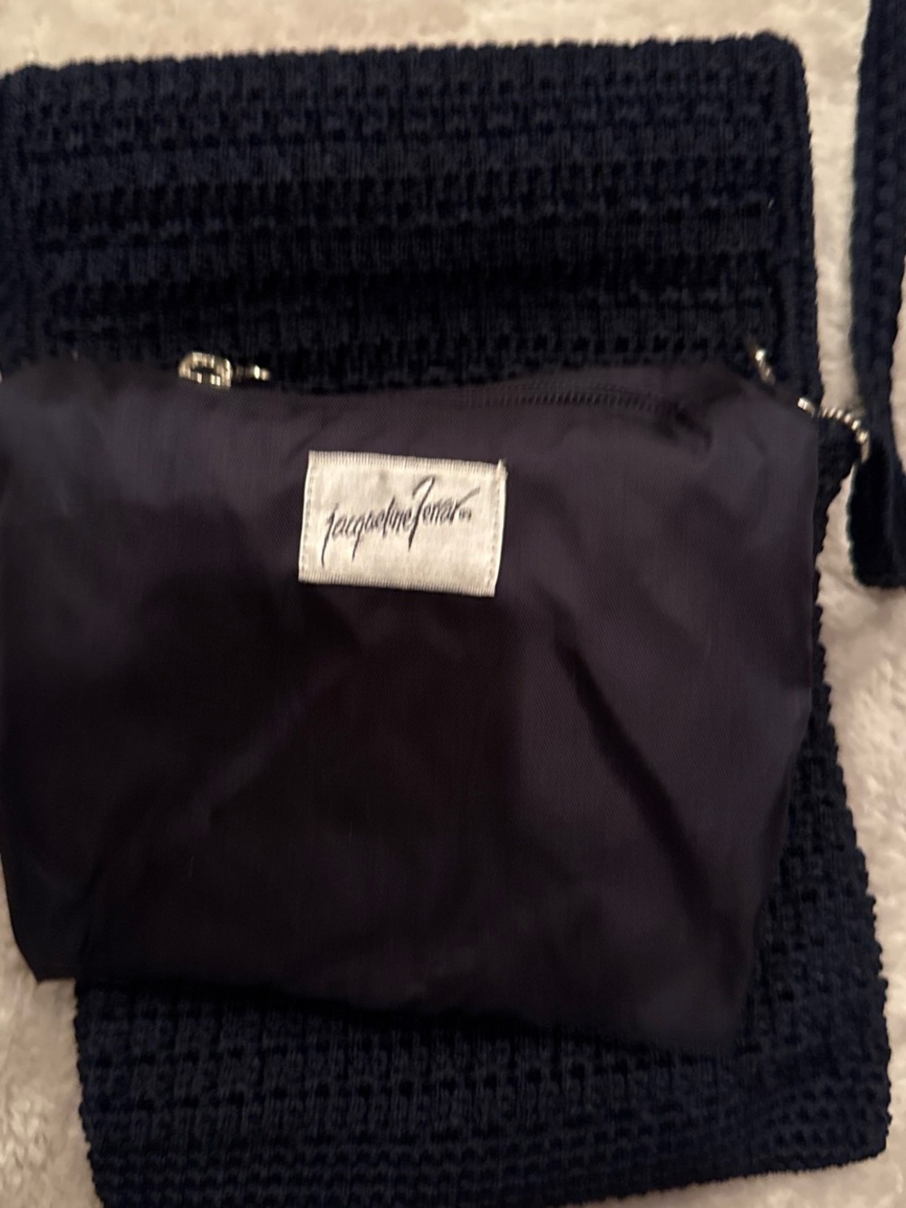 Title: Vintage 90s Jacqueline Ferrar Black Crochet Shoulder Bag